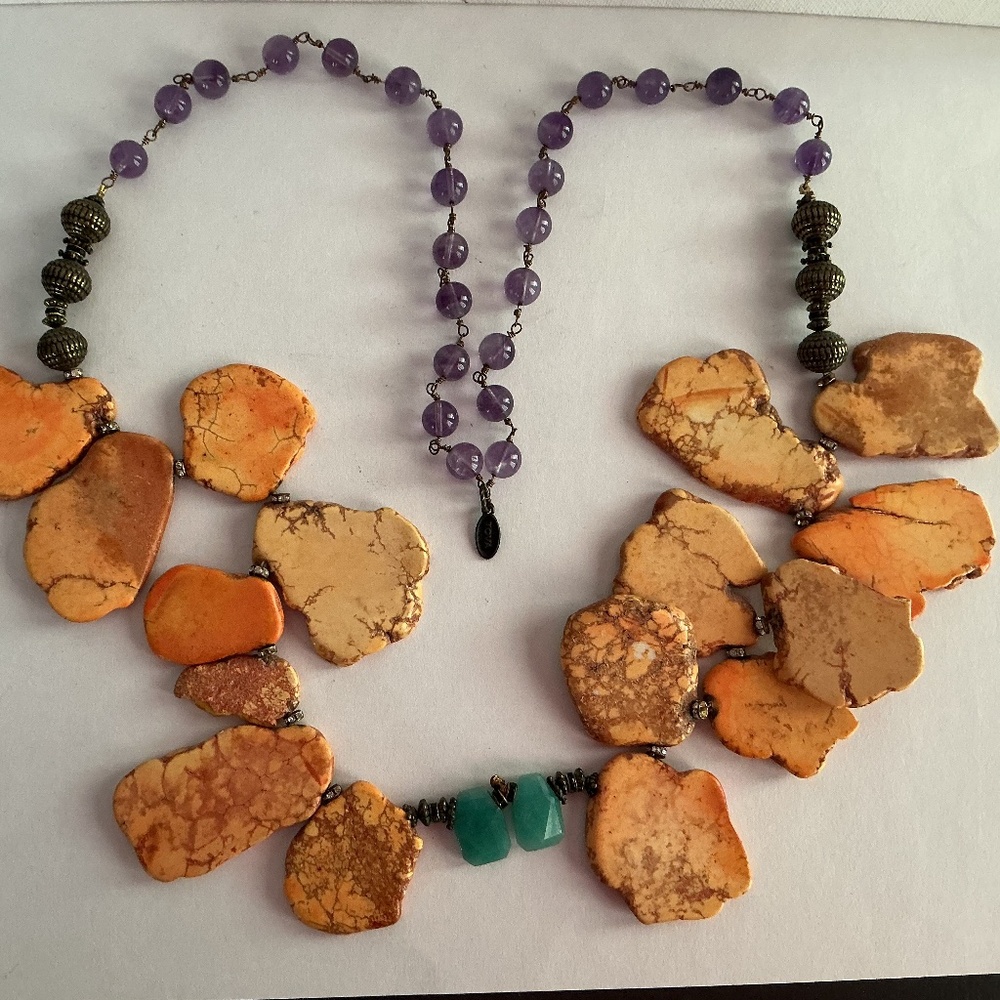 STUNNING  designer TOVA STONE and bead necklace.